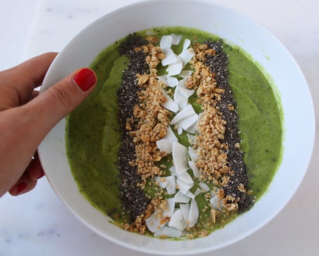 green pineapple smoothie bowl width=